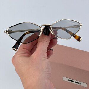 Miu Miu MU56ZS ZVN50K REGARD BRAND NEW Sunglasses Gold Grey Geometric Unisex